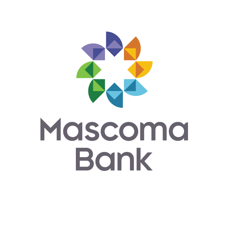 Mascoma bank logo - pinwheel of colors with bank name underneath