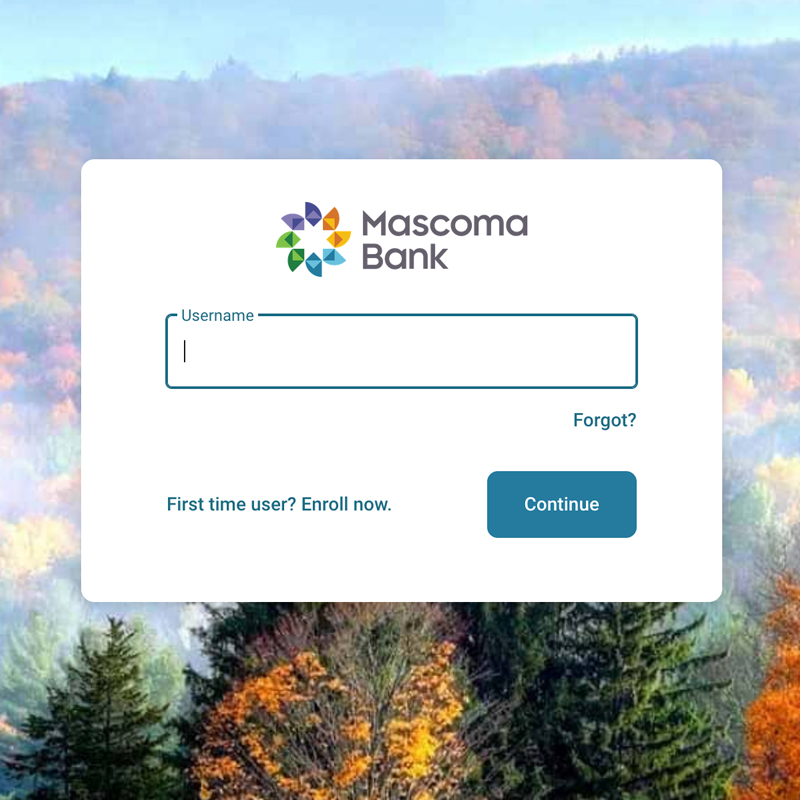 login screen for internet banking at Mascoma Bank